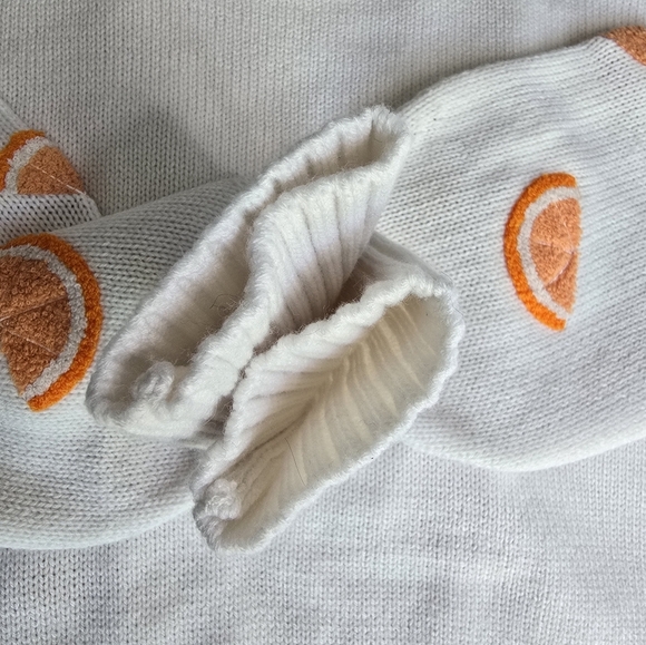 Orange Motif Fruit Slice Open Sweater Knit Cardigan - Picture 7 of 12